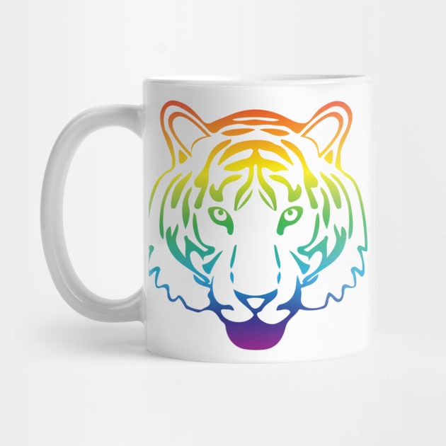 Rainbow tiger head close up by grafart